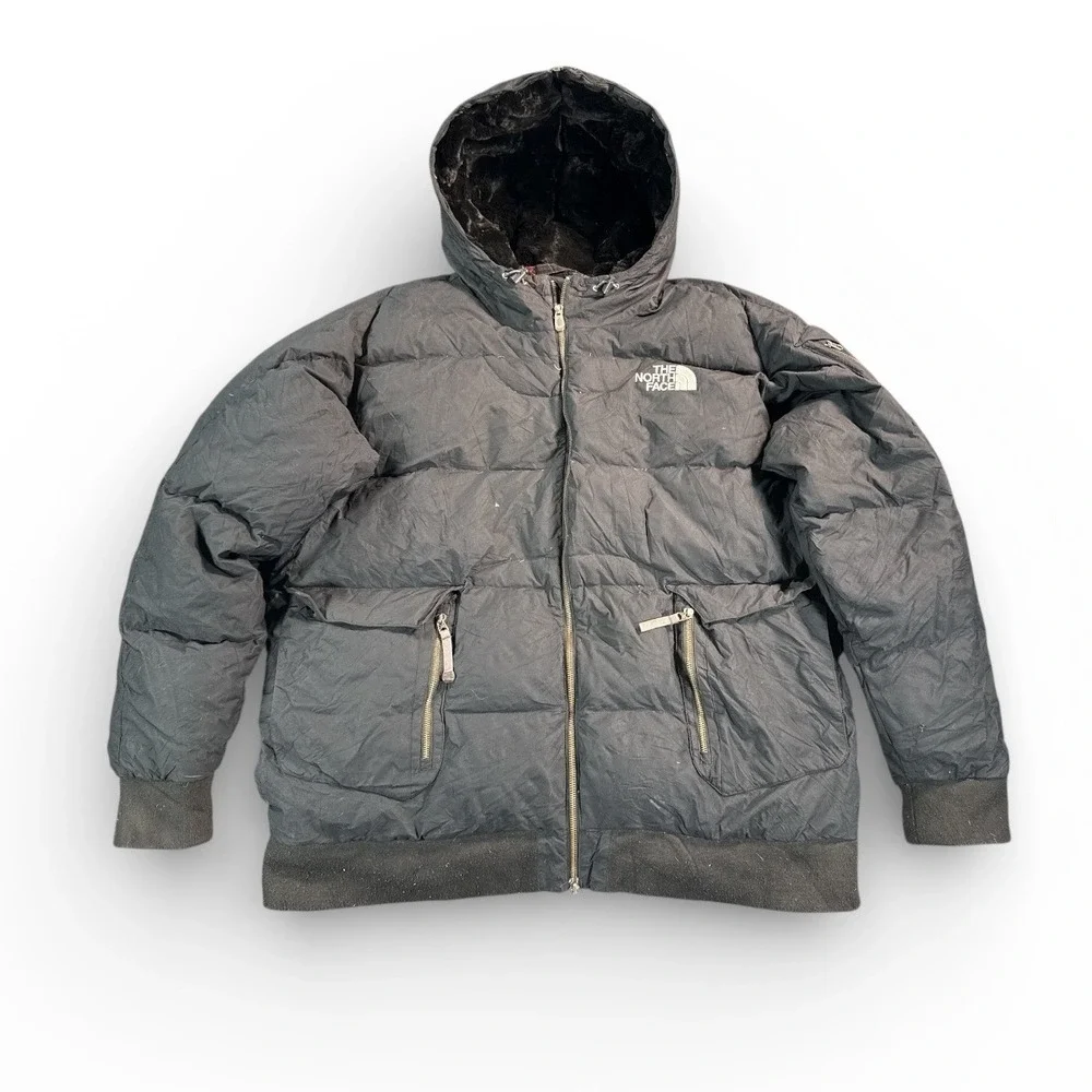 The North Face Mens Puffer Goose‎ Down 550 Jacket Mens XXL Black Hooded Full Zip